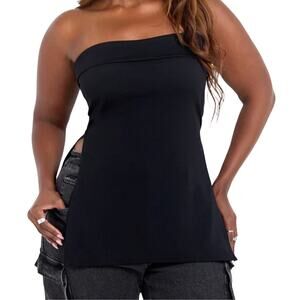 Rebdolls Black All At Once Side Slit Strapless Tube Top size 3X / 22 NEW No Tags